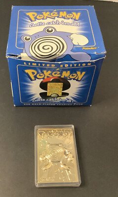 b&m pokemon cards Vintage Burger King Pokémon 23K Gold Plated Poliwhirl Card Blue Box (BM)  Rare