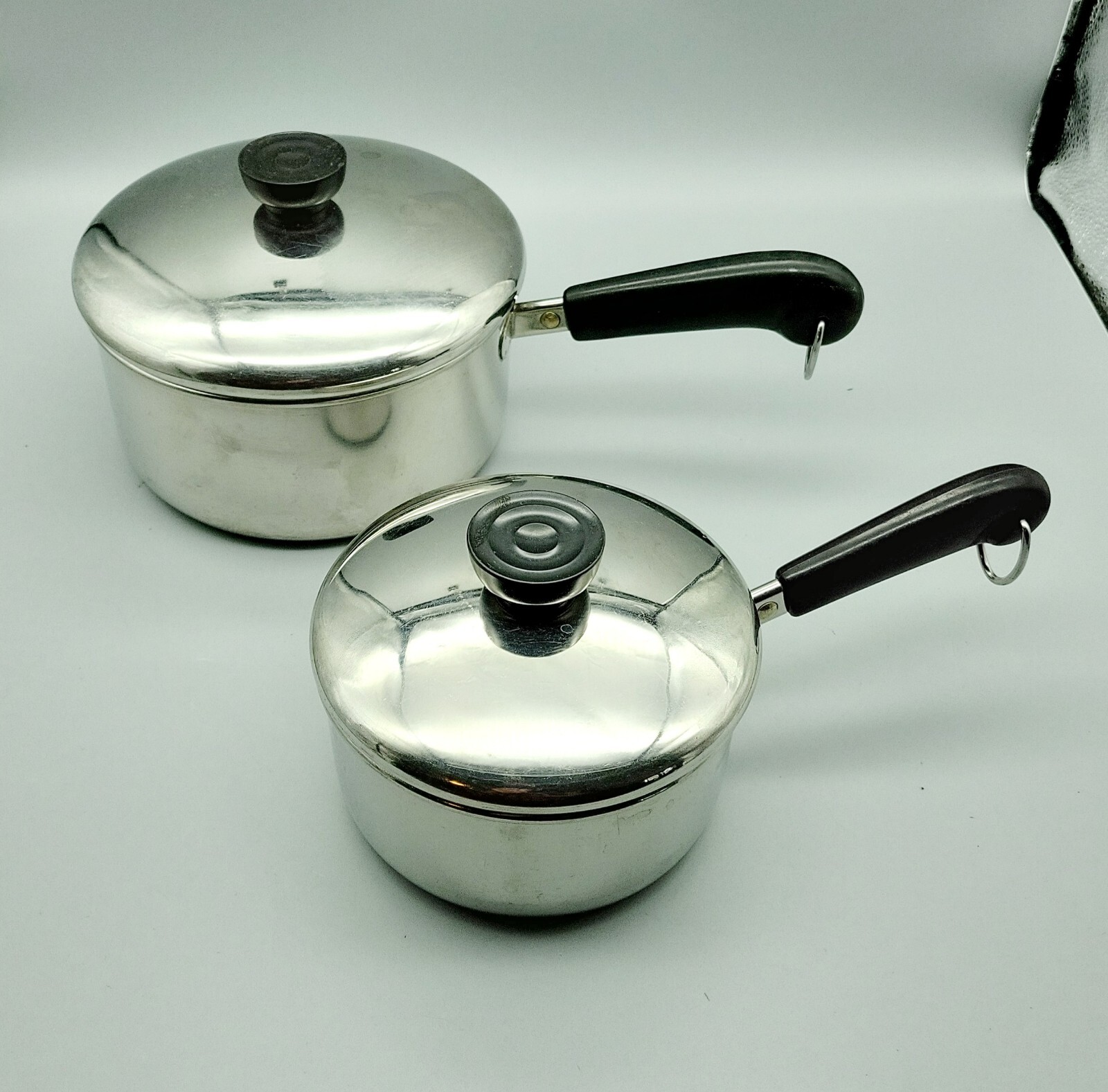 Revere Ware Set 2 Qt and 1 Qt  Saucepans w/ Lids Stainless USA Made