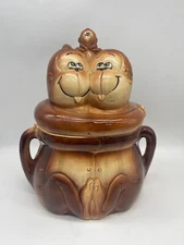Vintage Monkeys With Baby Ceramic Cookie Jar Enesco Japan Quaint Kitchen Decor