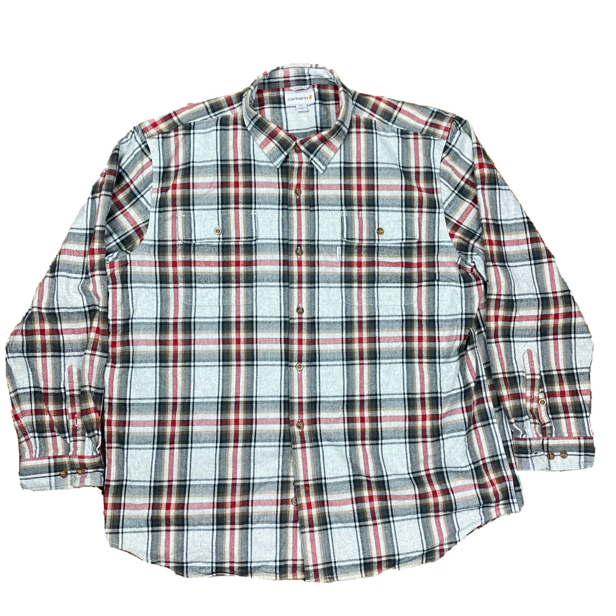 Carhartt men's hubbard plaid long sleeve button down shirt discount