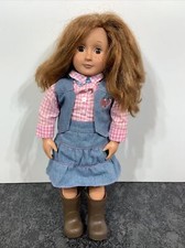 Battat Our Generation 18" Brown Red Hair Doll W/ Brown Eyes  Freckles Denim EUC