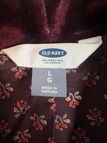 Old Navy Velvet Blazer Sz L Burgundy Red Cabernet Classic Preppy Elegant Indie - Picture 9 of 12