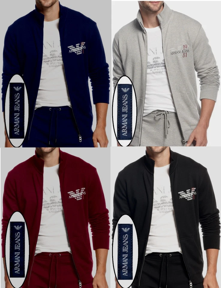 Новый с Ярлыками Armani джинсы логотип Slim Fit трек куртка двусторонняя молния спереди флисовый свитер - Изображение 2 из 4