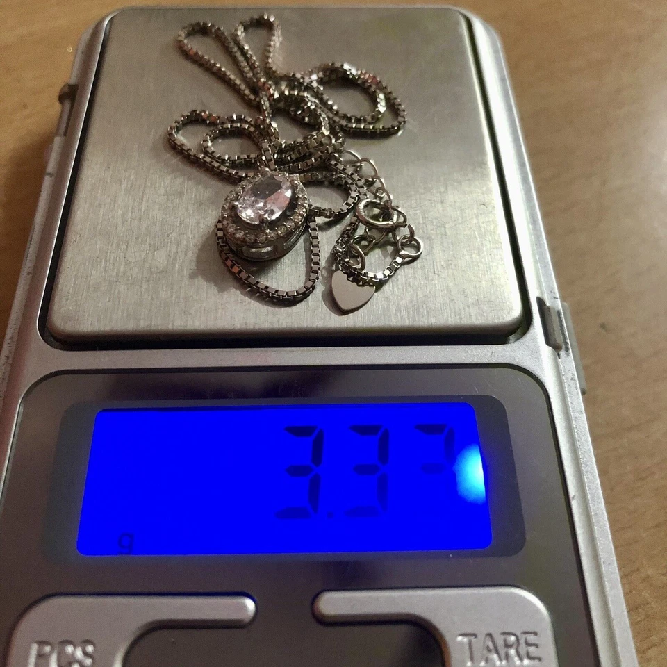 Collana con ciondolo ovale CZ in argento sterling 925, placcatura in oro... - Immagine 4 di 4