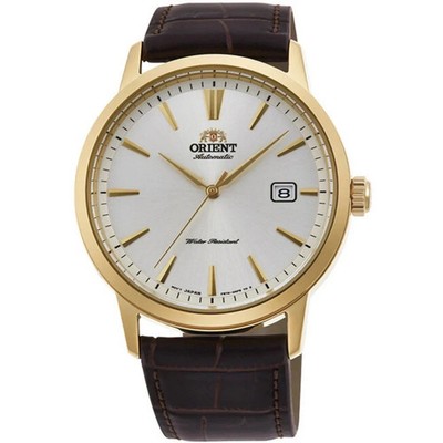 Orient Symphony Herren Automatik Uhr RA-AC0F04S30B weißes Zifferblatt Lederba...