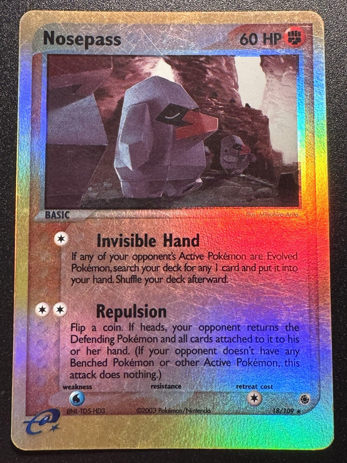Nosepass 18/109 EX Ruby & Sapphire Pokemon Card Reverse Holo Foil Rare LP