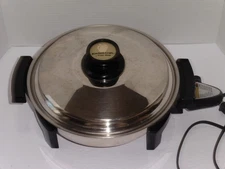 Kitchen Craft West Bend Stainless Steel Electric Skillet  Liquid Core Vented Lid