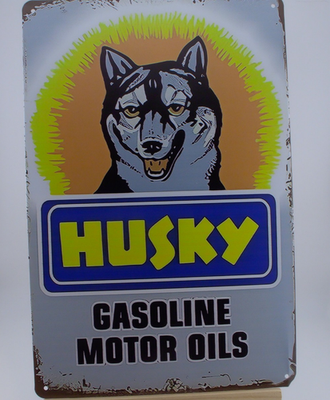 #ad Husky Gasoline Motor Oil Tin Sign Vintage Style Garage Wall Decor 12x8 Imperfect $7.95