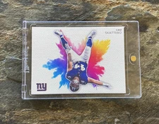 🏈Custom CAM SKATTEBO New York Giants "Color Blast" Style ACEO Canvas Art Card!