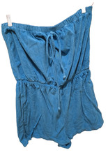Vintage 80s Sears Tropical Escape Blue Terry Cloth Romper Size Large-Enjoyed 
