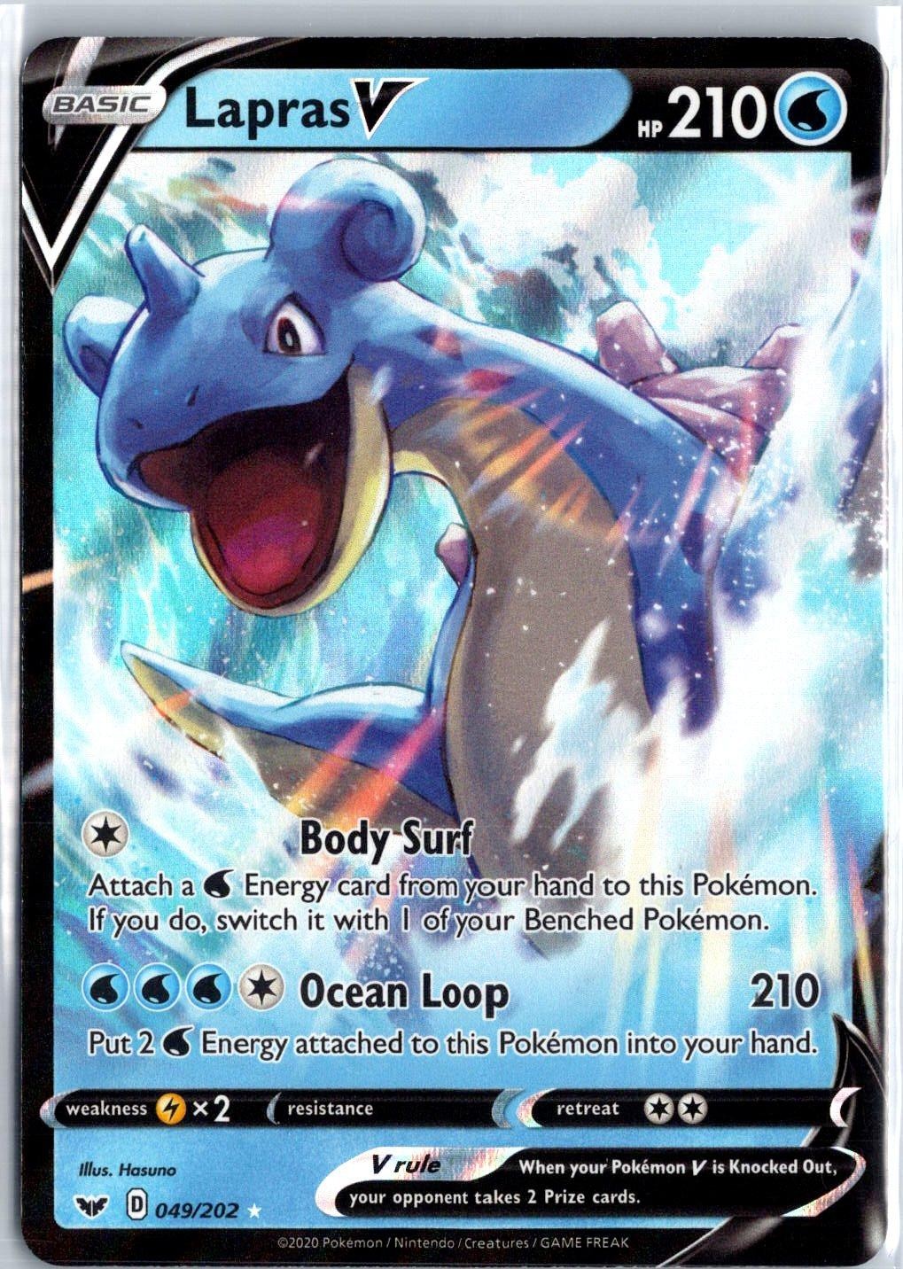Lapras V 049/202 Holo V Rare Sword & Shield Pokemon Near Mint
