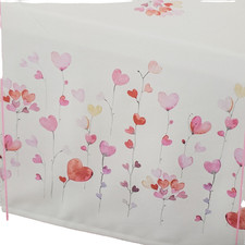 Printed Linen Tablecloth 52" x 70" Oblong 4-6 ppl FLOWERING HEARTS FLOWERS, BM