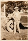 Antique Photo Boy with Classic Car Bow Tie Flat Cap Hands in Pockets America USA