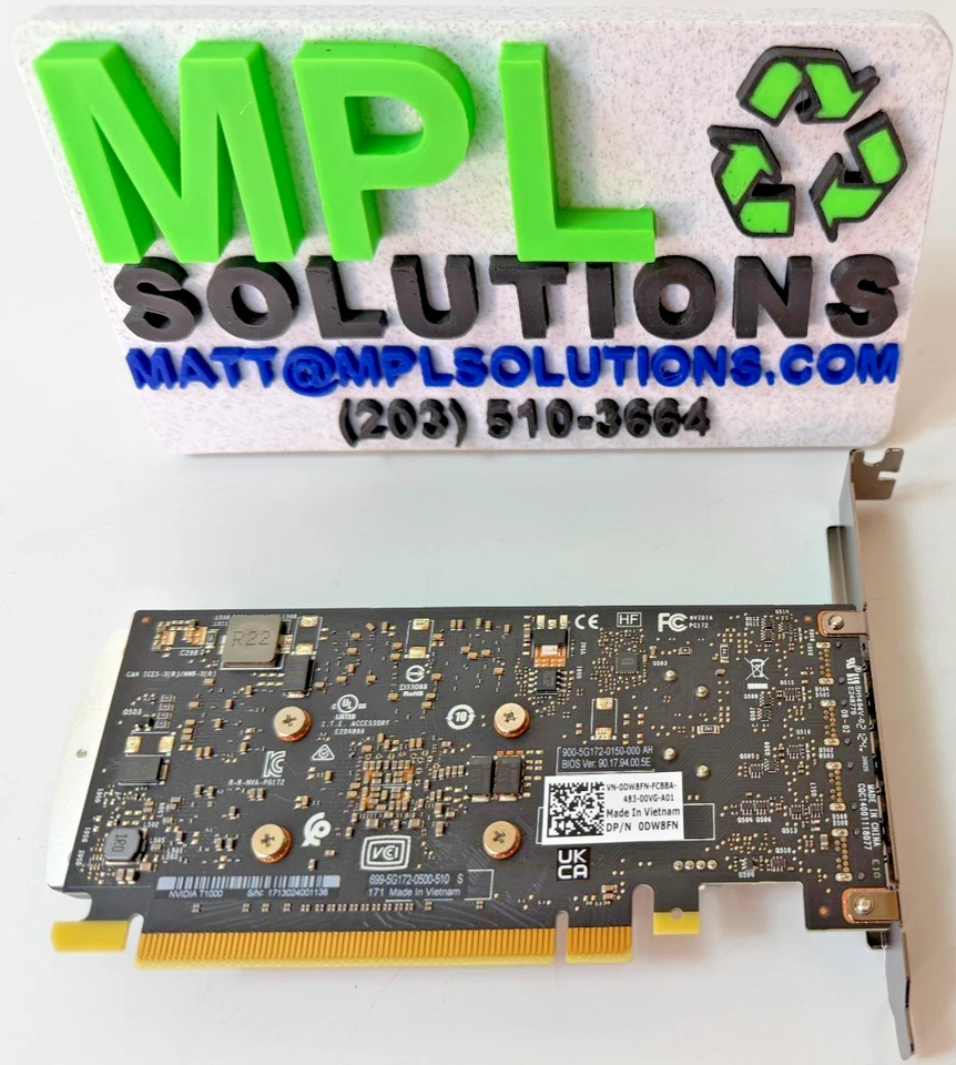 NVIDIA Quadro T1000 4GB GDDR6 4 Mini DP Full Height Graphics Card Dell DW8FN - Image 2 of 2