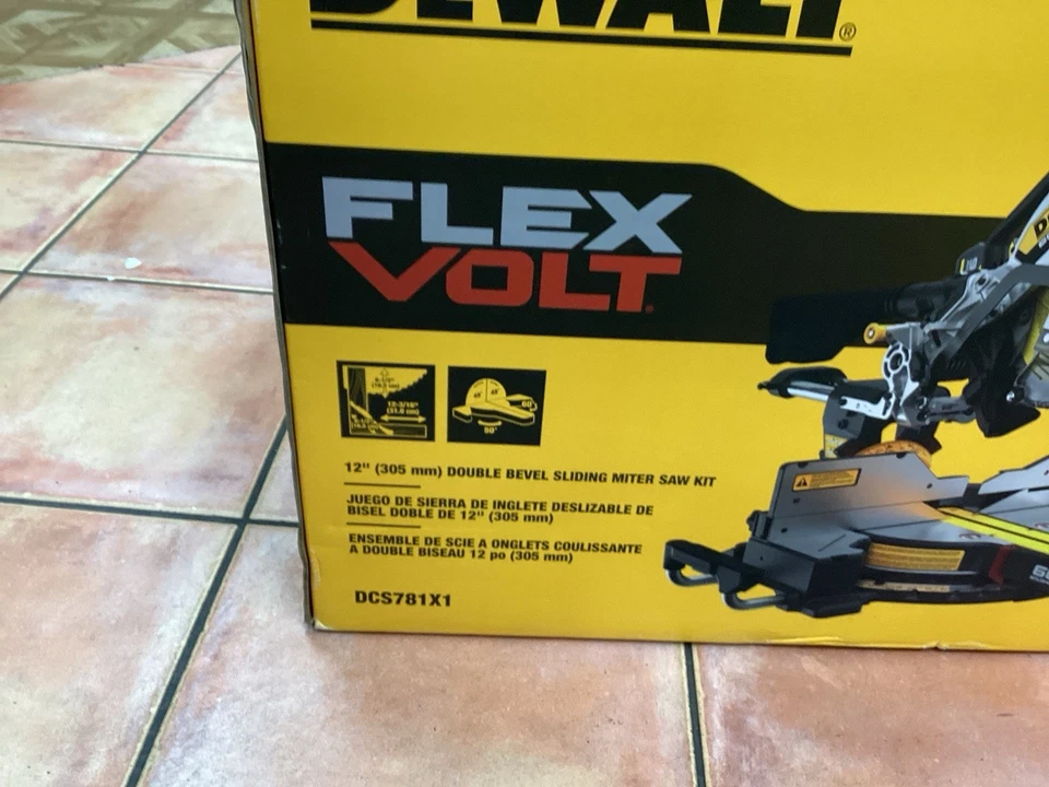 Sierra ingleteadora deslizante de doble bisel de iones de litio sin escobillas DeWALT DCS781X1 60V 12" MAX Foto 2 de 4