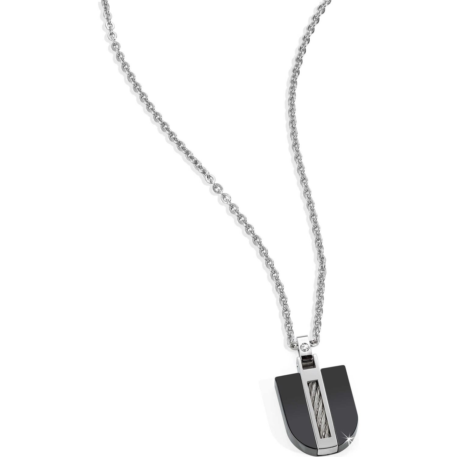 Collier Morellato Homme SKK07 bijoux acier pierres naturelles noires