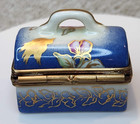 Gérard Ribiere Blue Floral Miniature Chest Limoges Peint Main Trinket Box — photo 3
