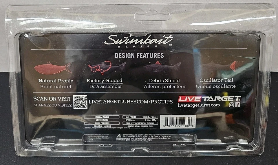 Cebo de pesca suave dorado/oliva LIVE TARGET YELLOW PERCH 8" 4 3/4 OZ Foto 2 de 2