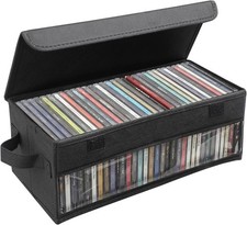 CD Storage Box, CD Case Holder with Handles, 14.17 6.3 5.51In Lid and Clear Wind