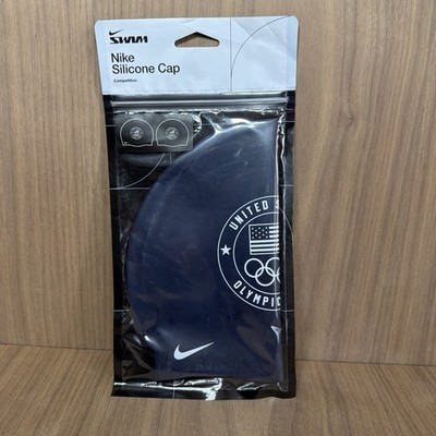 Nike Competition Solid Silicone Swim Cap - USA Olympic Team Navy Blue- New