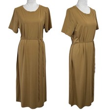 NWT Banana Republic Midi T Shirt Dress Size L Knit Belted Brown Earthy Casual