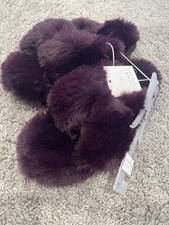 Lauren Conrad Faux Fur Slide Slippers Size Medium 7-8 Wine