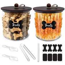 HOYTAMDAR 2 Pack Airtight Dog Treat Containers Bamboo Lids, Dog Treat Jars