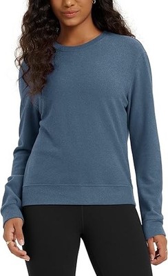 ODODOS Women's Stretch Fleece Long Sleeve Sweatshirts Ultra-Soft Cozy Blue SM