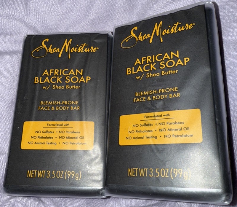 SheaMoisture Face & Body Bar for Oily, Blemish-Prone Skin African Black Soap 2Pk