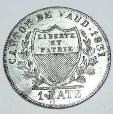 SZWAJCARIA - Kanton VAUD- Batzen 1831 - Srebro - RZADKIE - TOP
