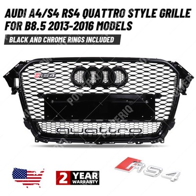 For Audi A4 S4 B8.5 RS4 Style 2013-2015 2014 Mesh Grille Front Grill w/ Quattro