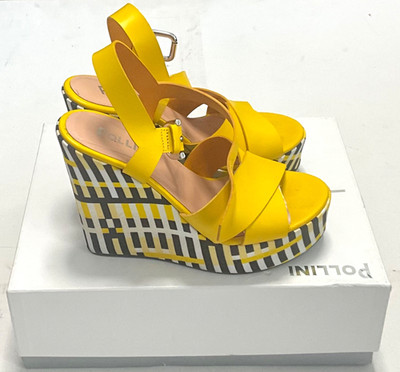 Pollini Damen Schuhe ,  Pollini Leder Sandalen Damen , Gelb Große: 38. 5