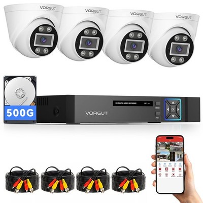 5MP Lite Security Camera System with 500G Hard Drive, 4 Channel AHD TVI DVR R...