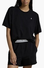 Polo Ralph Lauren Black Logo Short Sleeve Crew Neck Pajama Set Women s XL NWOT