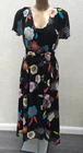 FRUGI BLOOM Celeste Maternity Dress 14 Organic Cotton Floral Boho Black NEW
