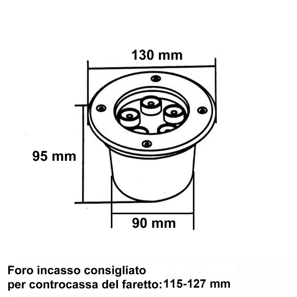 Faretto LED 5W calpestabile a incasso da esterno IP65 F.I.115-127mm - Immagine 2 di 3