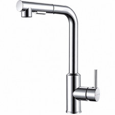 Chrome Kitchen Mixer Tap Pull Out Sprayer 360° Swivel 2 Mode Single Lever