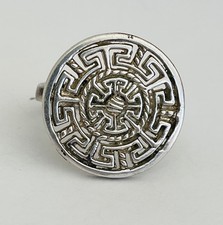 Vintage 925 Sterling Silver Open Work Greek Key Mythical Ring Size 7 Adjustable