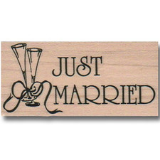 NEW Rubber Stamp Just Married Wedding Man Woman Couple Words Saying Phrase Drink