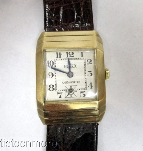 VINTAGE BRITISH 9K GOLD ROLEX PRIMA 15 RUBIES STEPPED CASE WATCH 66351 MENS