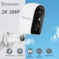 Wireless 2K Battery Powered Wifi IP Security Camera Outdoor Home Human Detection