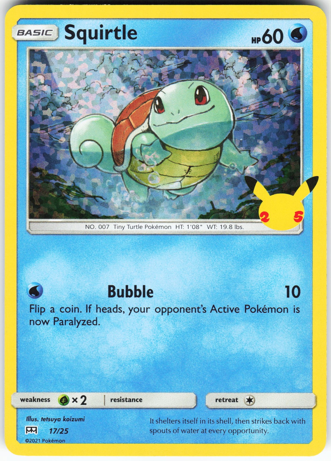 Squirtle - 17/25 017/025 Pokemon McDonald's 25th Anniversary Promo Card Holo NM