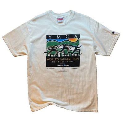 Vintage Champion 2001 Y2K YMCA World's Largest Run Tshirt Size L Global Village