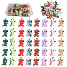 40 Pieces Resin Dinosaurs Charms Pendants, DIY Small Dinosaurs Pendants Dangl...