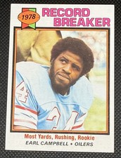 Topps Earl Campbell Houston Oilers Record Breaker Rookie #331 1979 NFL Card. rookie card picture