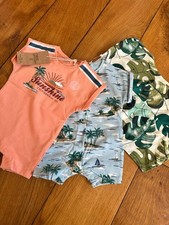 3 Pack NEXT Baby Boys Summer Romper suits Newborn Up To 1 mth/10lbs Brand New