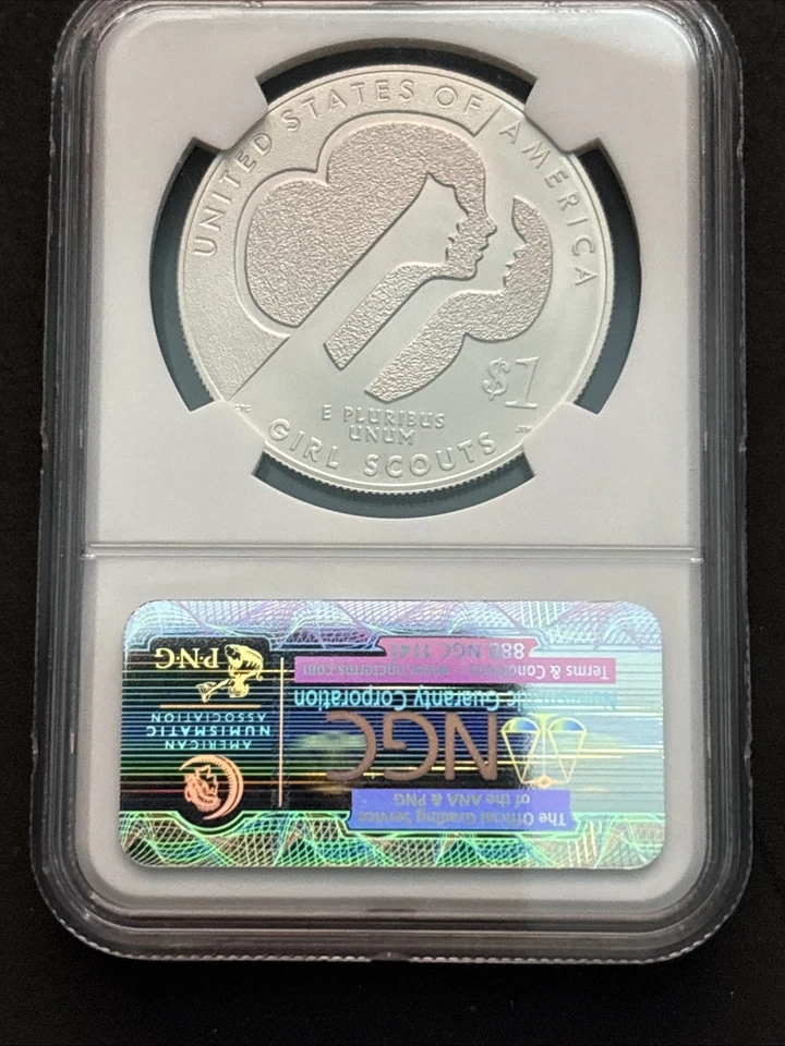 2013 W GIRL SCOUTS COMMEMORATIVE SILVER DOLLAR NGC MS70 EARLY RELEASES  - Image 2 of 2