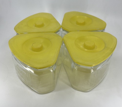 Triangle Storage Containers VTG SCURLOCK KONTANERETTE YELLOW TRIANGLE GLASS REFRIGERATOR STORAGE ...
