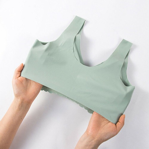 Women Lace Ice Silk Bra Seamless Latex Padded Bra Push Up Bralette Lingerie Top - Picture 4 of 14