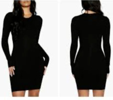 Naked Wardrobe Dress M Medium Black Ribbed Stretch Layering Long Sleeve